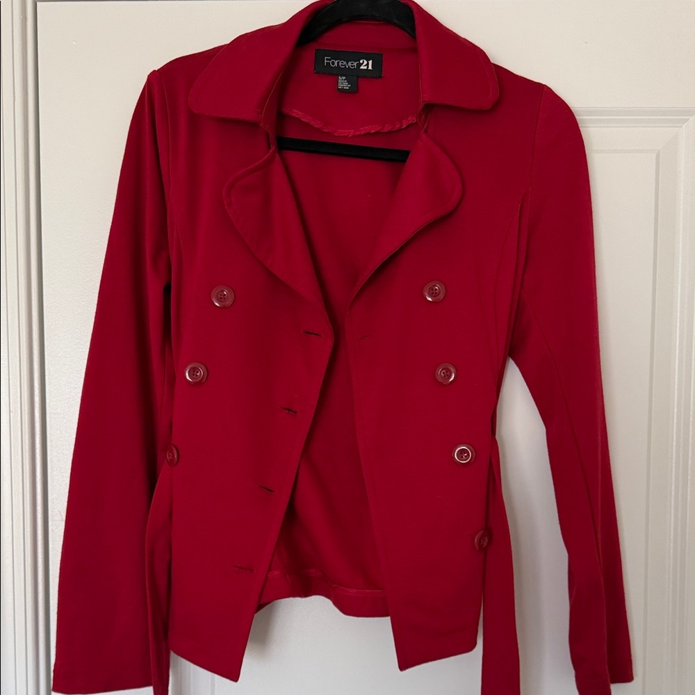 Forever 21 Red Double-Breasted Pea Coat